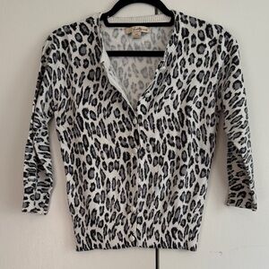 Forever 21 "Twenty-One" White & Gray Leopard Print Cardigan Size M